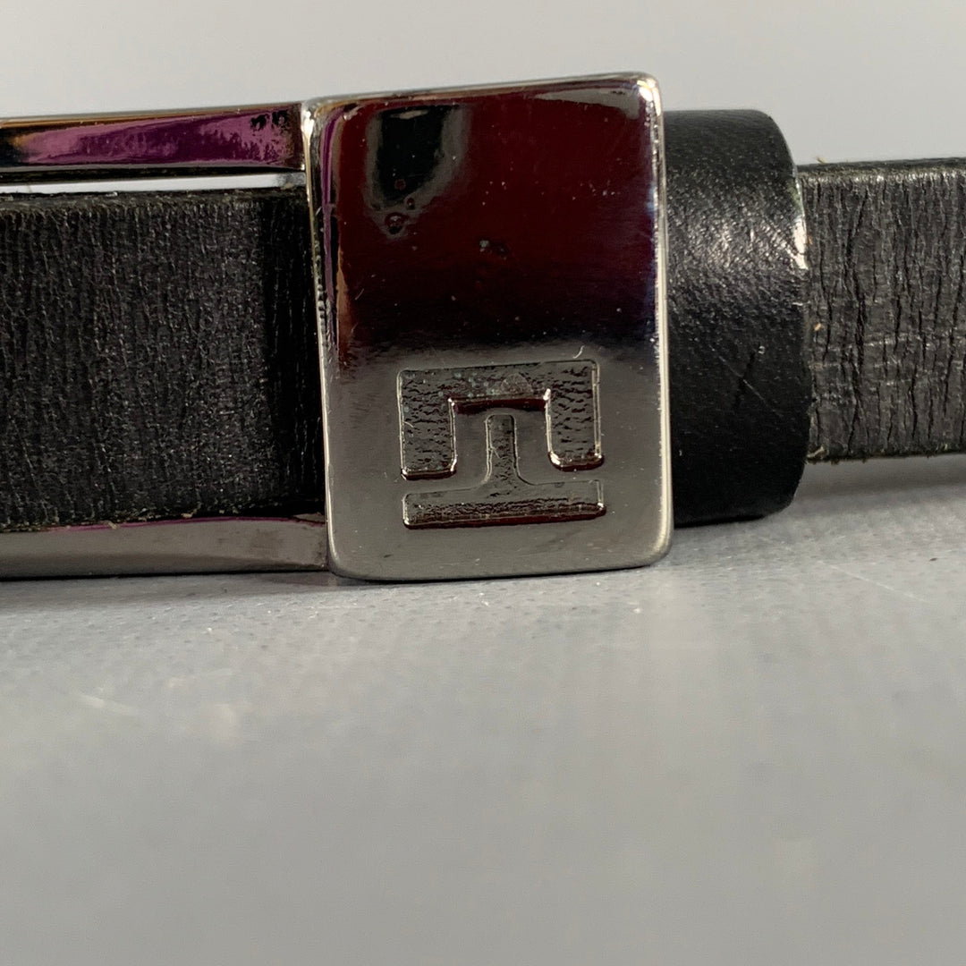 J.LINDEBERG Size 30 Black Silver Logo Leather Belt
