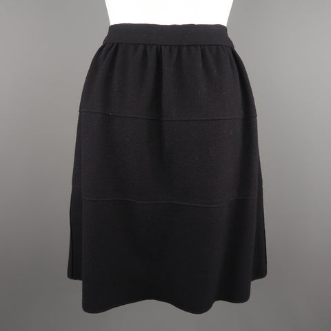 PRADA Size 4  Black Virgin Wool Gathered Circle Skirt