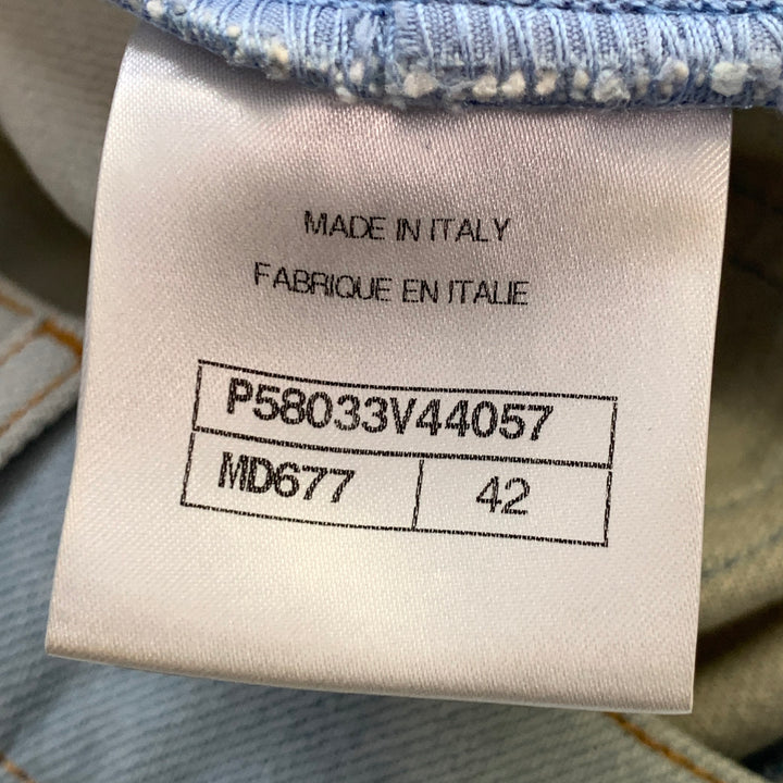 CHANEL Size 10 Blue Grey Cotton Button Up Wide Leg Casual Pants