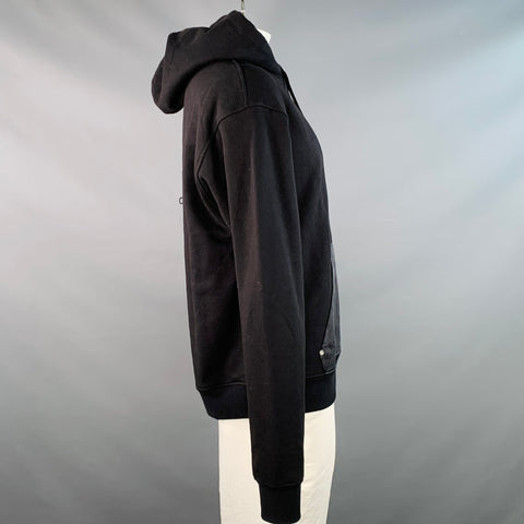 NAHMIAS Size L Black Cotton Silk Hooded Sweatshirt