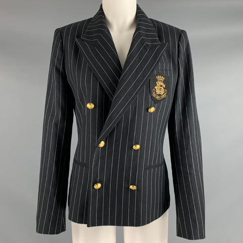 POLO by RALPH LAUREN Size 8 Black White Linen Wool Blazer