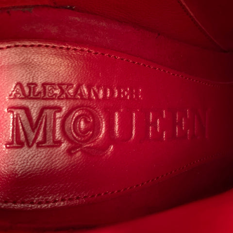 ALEXANDER MCQUEEN Size 8 Red Suede Platform Ankle Boots