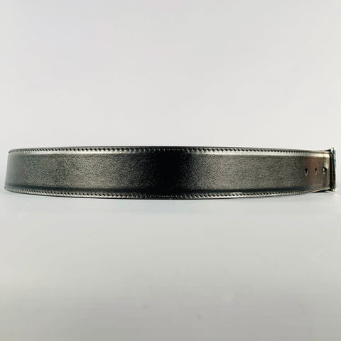 LOUIS VUITTON Size 38 Black Silver LV Monogram Leather Belt