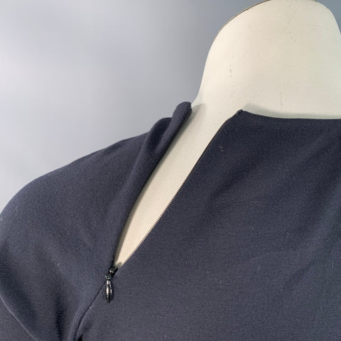 JIL SANDER Size 10 Navy Viscose Blend Ruched Long Evening Gown