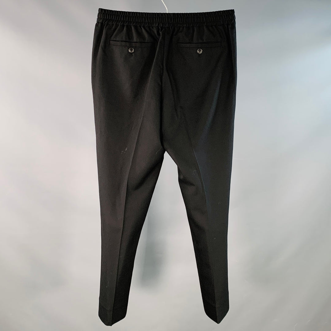 AMI by ALEXANDRE MATTIUSSI Size 28 Black Virgin Wool Pleated Drawstring Dress Pants