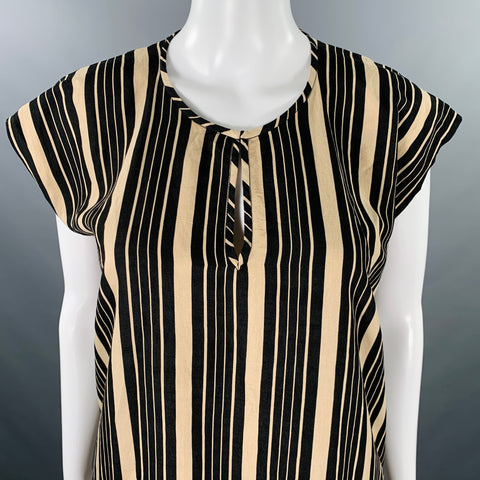MARIA CORNEJO Size XS Black Beige Viscose Blend Stripe Tunic Long Dress