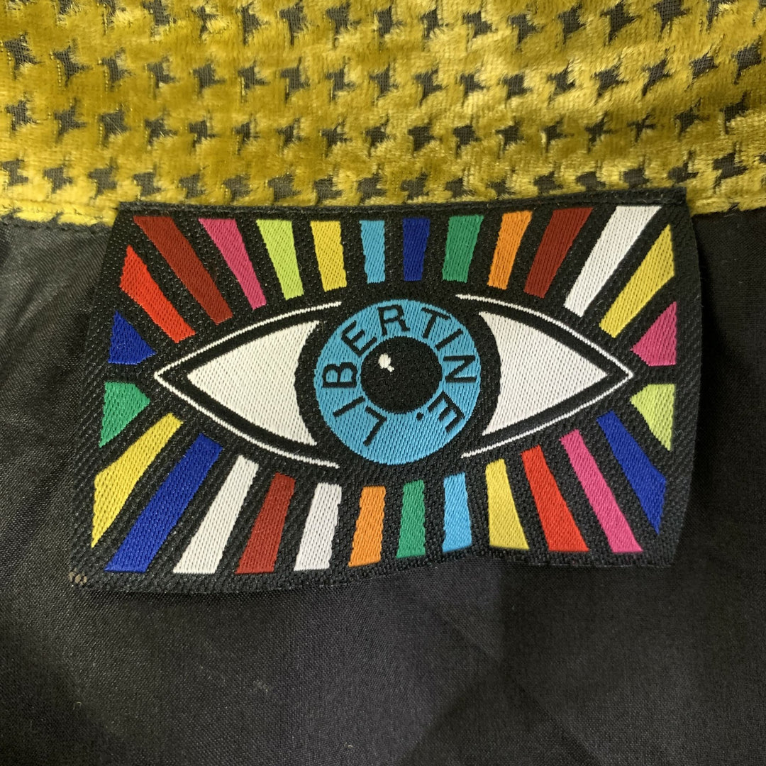 LIBERTINE Size M Gold Chartreuse Silk Blend Houndstooth Tunic Blouse