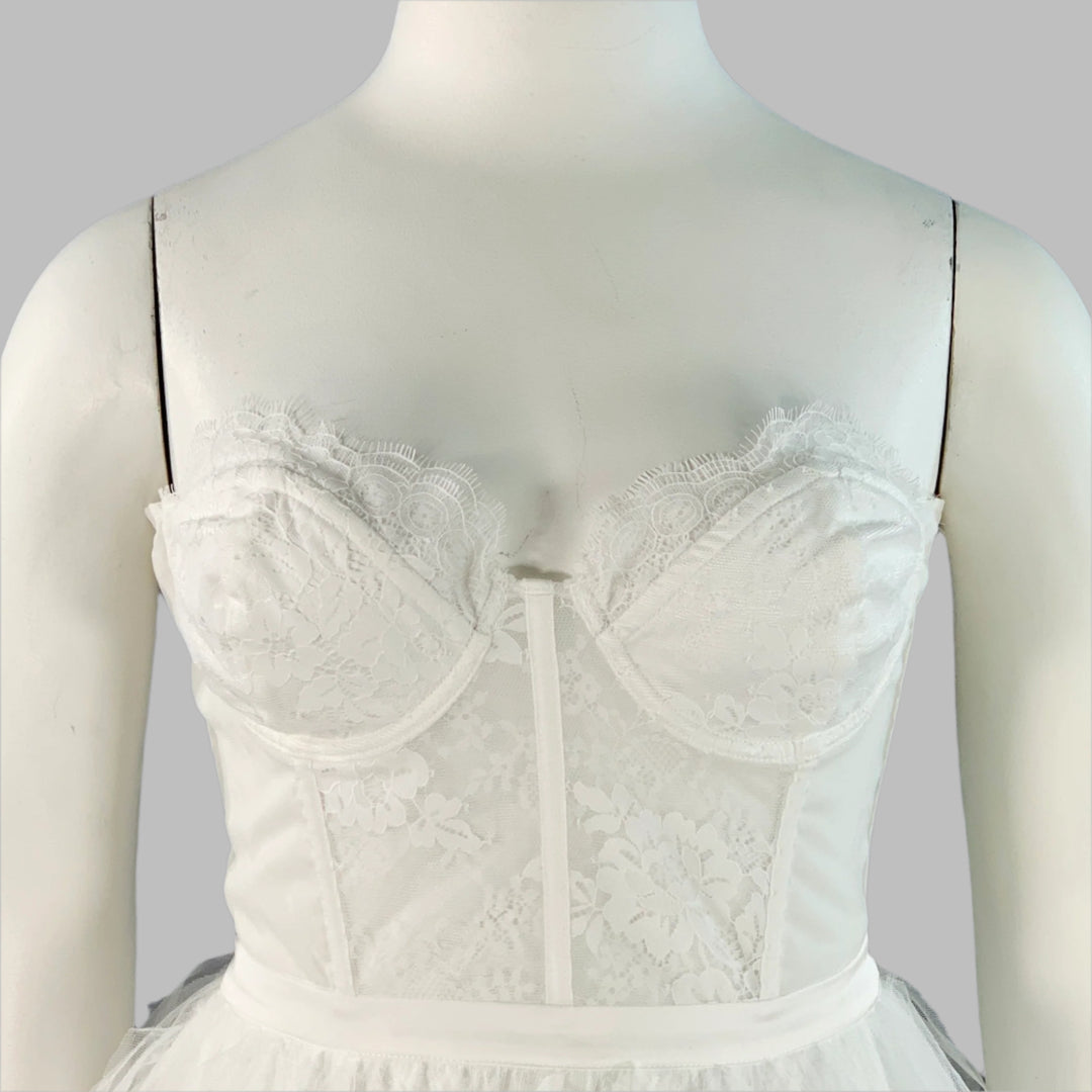for love and lemons corset dress FOR LOVE & LEMONS Size L White Nylon Ruffled Lace for love and lemons corset dress FOR LOVE & LEMONS Size L White Nylon Ruffled Lace