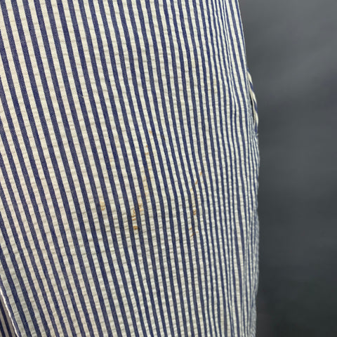 NEIMAN MARCUS Size 40 Blue White Stripe Seersucker Notch Lapel Suit