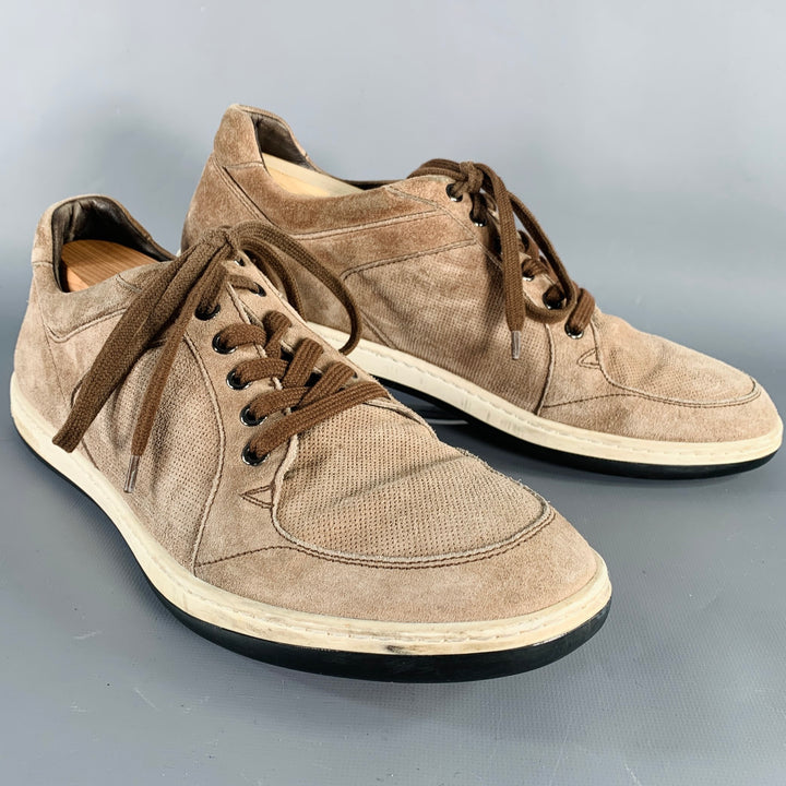 GIORGIO ARMANI Size 10 Brown Taupe Suede Low Top Sneakers