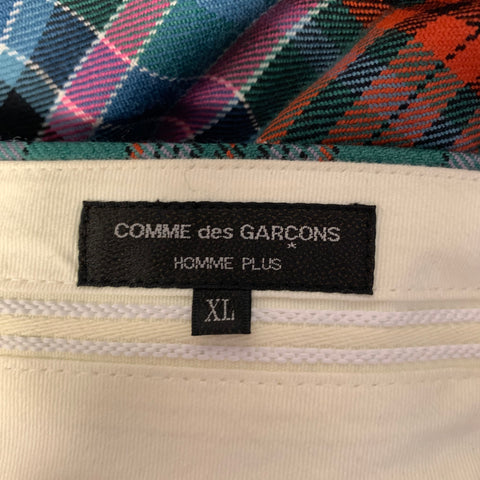 COMME des GARCONS Size 36 Green Red Pink Plaid Wool Chap Panel Dress Pants