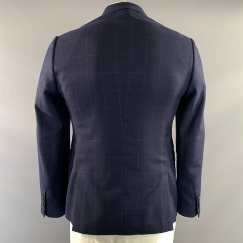 PAUL SMITH Chest Size 40 Navy Window Pane Wool Notch Lapel Sport Coat