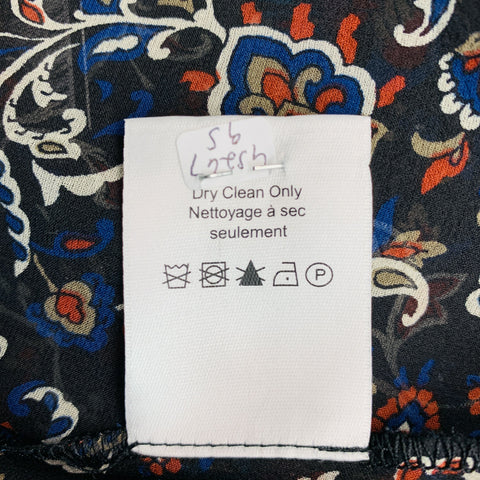 VERONICA BEARD Taille 8 Blouse à volants en soie multicolore noire