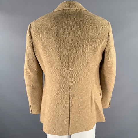 RALPH LAUREN Size 44 Camel Tan Herringbone Wool Notch Lapel Sport Coat