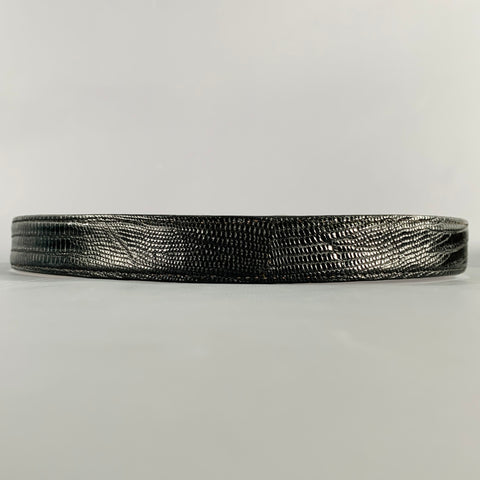POLO by RALPH LAUREN Size 32 Black Silver Leather Lizard Belt