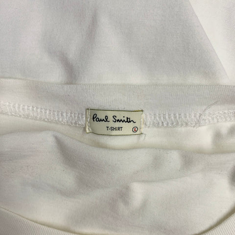 PAUL SMITH Size L White Multi Color Zebra Cotton Short Sleeve T-shirt