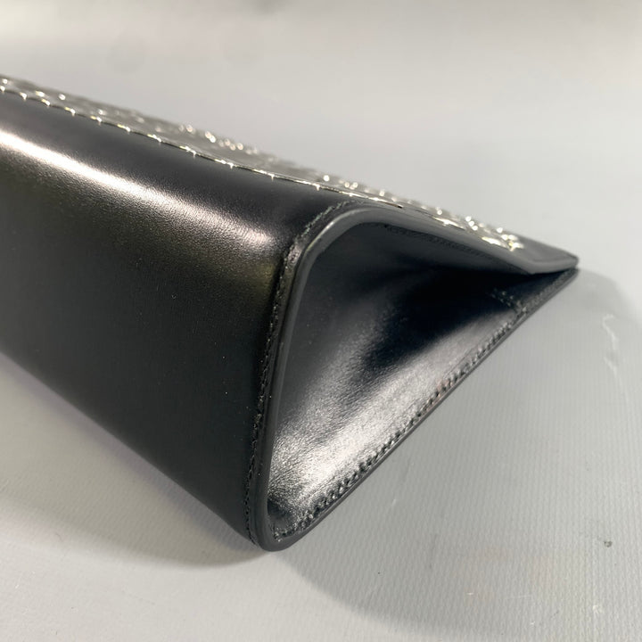 ALAIA Black Silver Grommets Leather Clutch Handbag