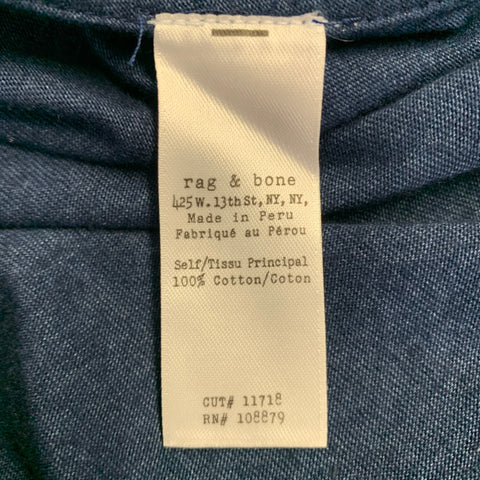 RAG & BONE Size S Blue Cotton Crew Neck T-shirt
