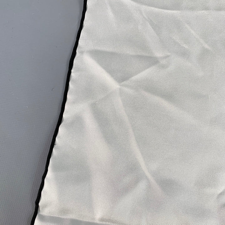 TOM FORD White Black Logo Silk Pocket Square