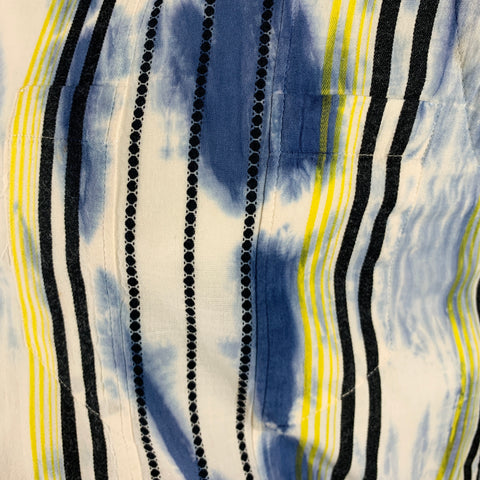 ROBERT GRAHAM Size L White Blue Yellow Stripe Cotton Long Sleeve Shirt