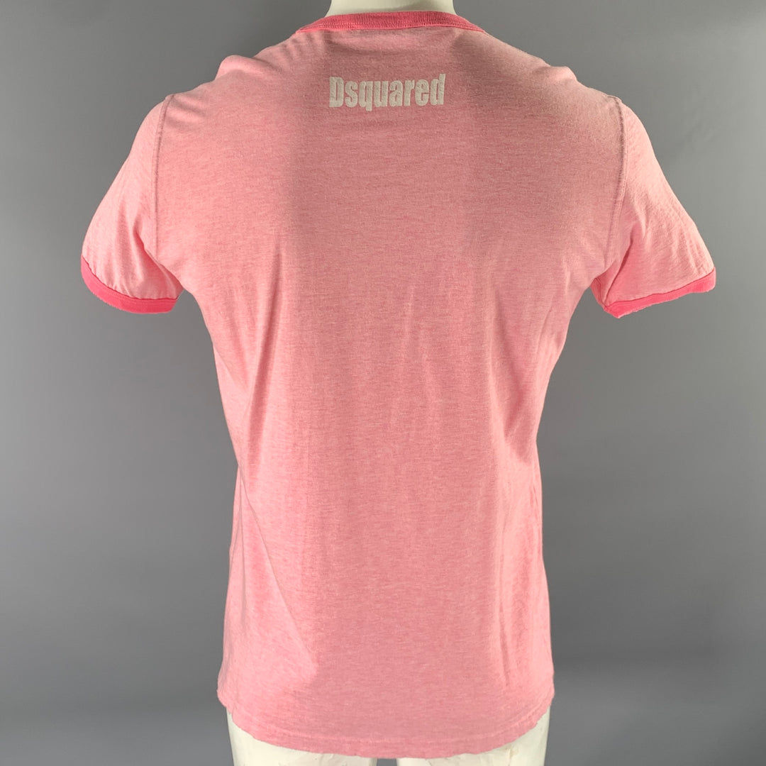 DSQUARED2 Size XL Pink Heather Cotton Ringer T-shirt