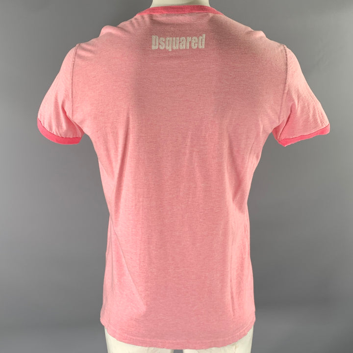 DSQUARED2 Size XL Pink Heather Cotton Ringer T-shirt
