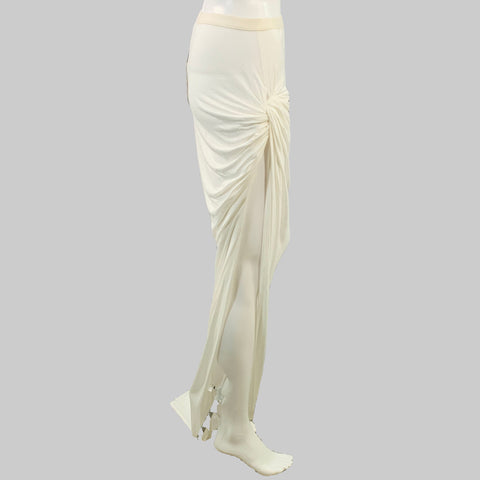 RICK OWENS LILIES Size 4 Twist Edfu White Jersey Asymmetrical Long Skirt