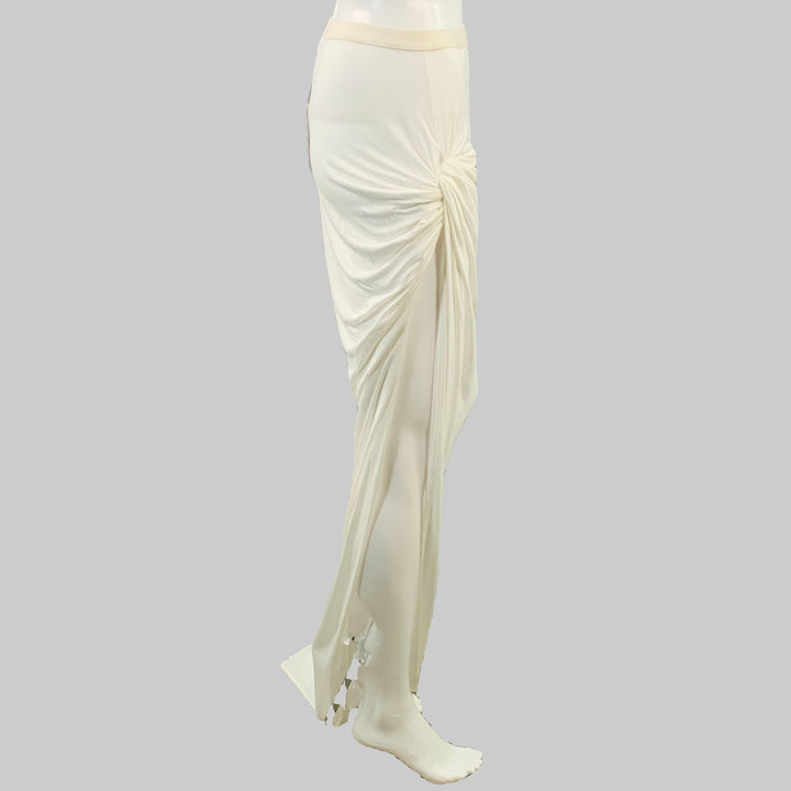 RICK OWENS LILIES Size 4 Twist Edfu White Jersey Asymmetrical Long Skirt