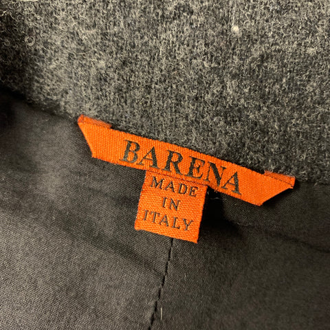BARENA Size 12 Black Dark Grey Wool Blend Notch Lapel Cardigan
