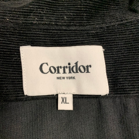 CORRIDOR Size XL Black Corduroy Cotton Patch Pocket Trucker Jacket