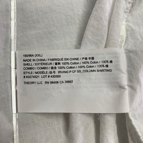 THEORY Size XXL Irving White Cotton One Pocket Short Sleeve Shirt