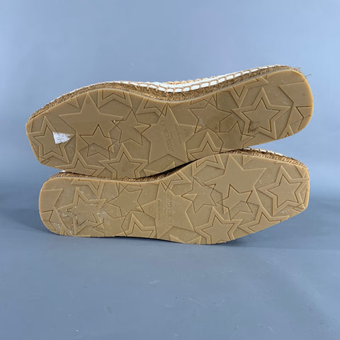 JIMMY CHOO Size 6.5 White Natural Straw Woven Espadrille Flats