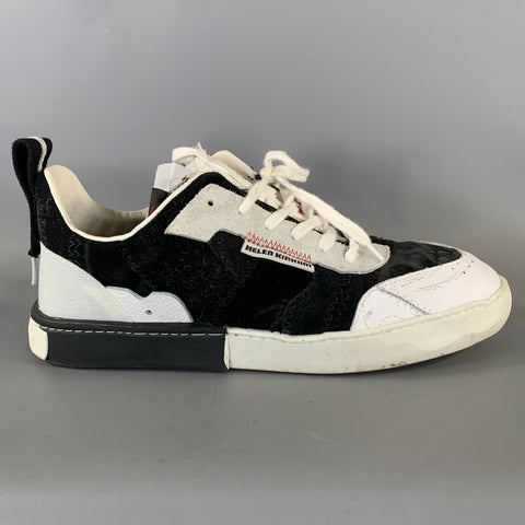 HELEN KIRKUM Size 9 Black White Leather Lace Up Sneakers