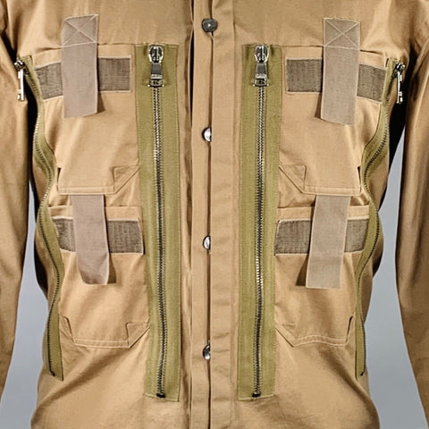 DOLCE & GABBANA Size M Tan Cotton Utility Long Sleeve Shirt