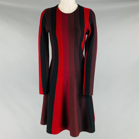 AKRIS Size 6 Burgundy Black Wool Stripe Long Sleeve Dress – Sui Generis Designer Consignment