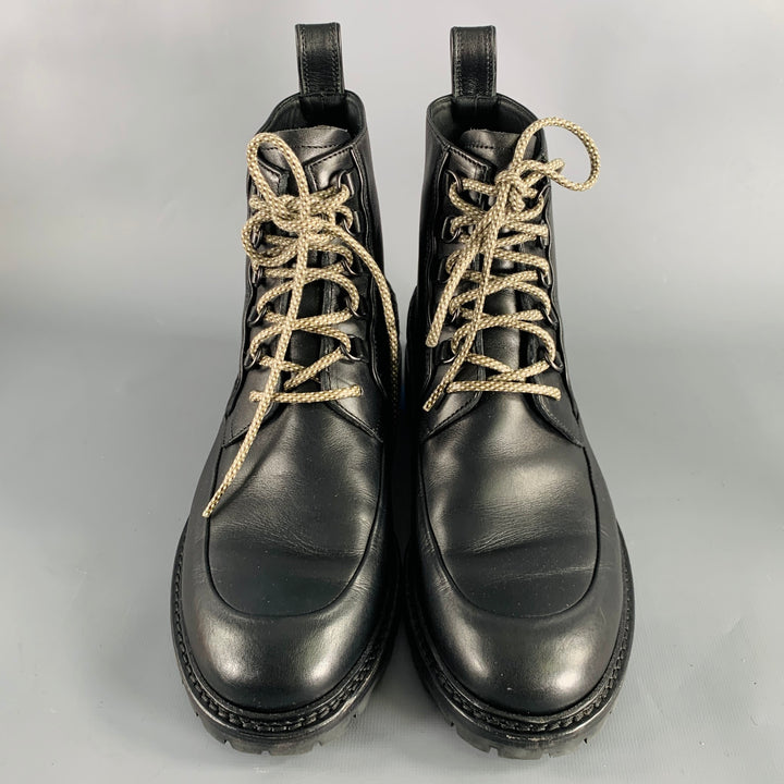 BOTTEGA VENETA Size 8.5 Black Leather Lace-Up Boots