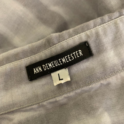 ANN DEMEULEMEESTER Size L Grey White Chalkstripe Cotton Long Sleeve Shirt