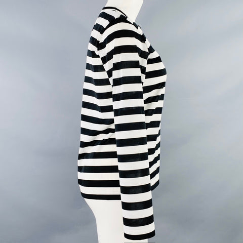 COMME des GARCONS Size M Black White Stripe Crew Neck Casual Top