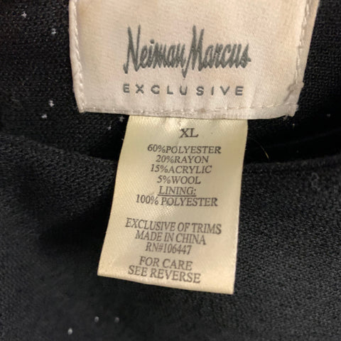 NEIMAN MARCUS Size XL Black White Polyester Blend Herringbone Cocktail Dress