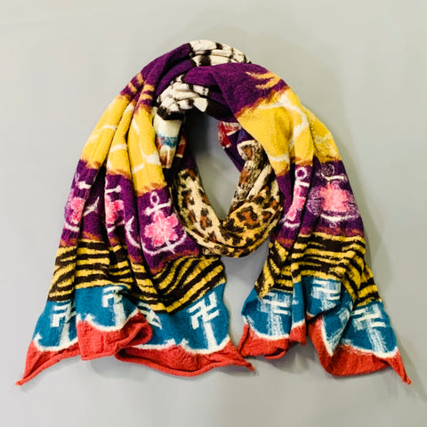 KAPITAL Multi Color Patchwork Oversized Wool Scarf