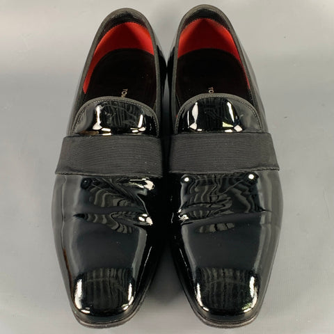 TOM FORD Size 7.5 Black Leather Slip On Loafers