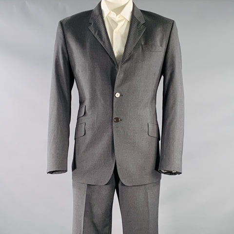 PAUL SMITH Size 44 The Byard Grey Blue Pinstripe Viscose Single Breasted Suit