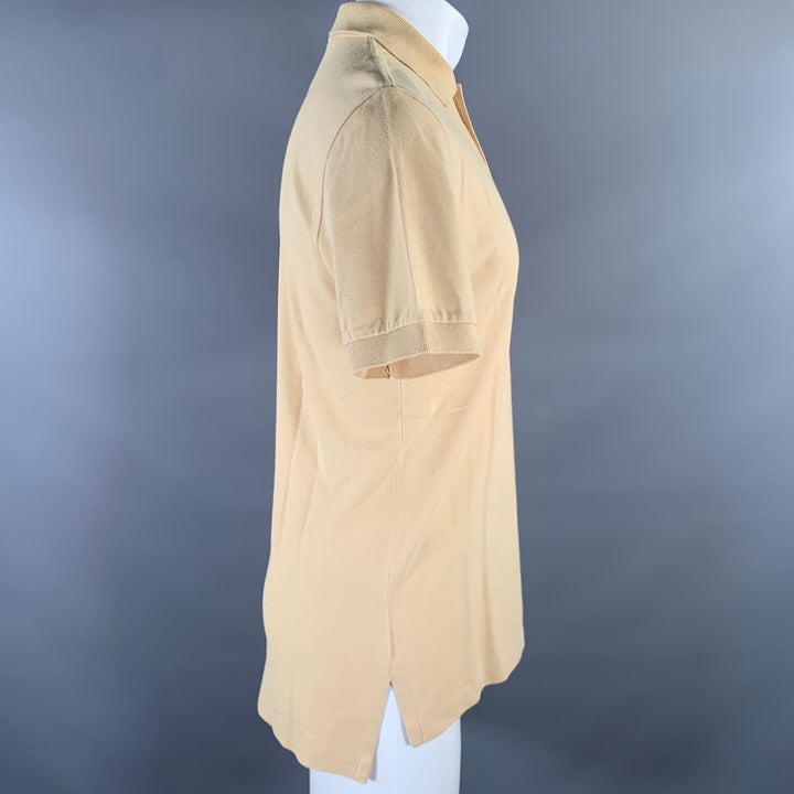 RALPH LAUREN Size S Khaki Yellow Logo Cotton Ribbed Polo
