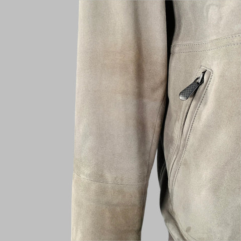 BOTTEGA VENETA Size 42 Grey Suede Zip Up Jacket