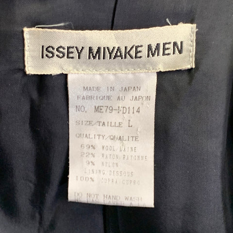 ISSEY MIYAKE Vintage Size L Navy Pinstripe Wool Blend Notch Lapel Suit