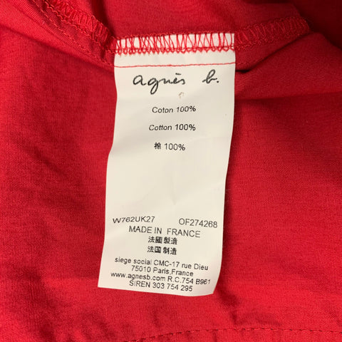 AGNÈS B. Size M Red Black White Stripe Cotton Button Up Long Sleeve Shirt
