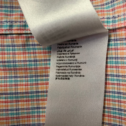 ETON Size 40 Orange Multi Color Plaid Cotton Button Up Long Sleeve Shirt