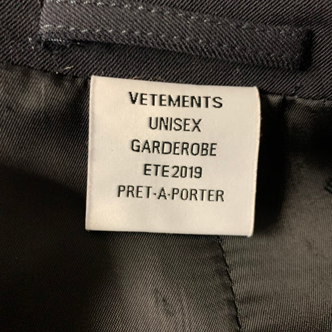 VETEMENTS S/S2019 Chest Size L Black Wool Blend Oversized Sport Coat