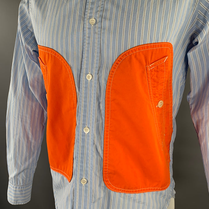 COMME des GARCONS HOMME Size S Blue Orange White Patchwork Long Sleeve Shirt
