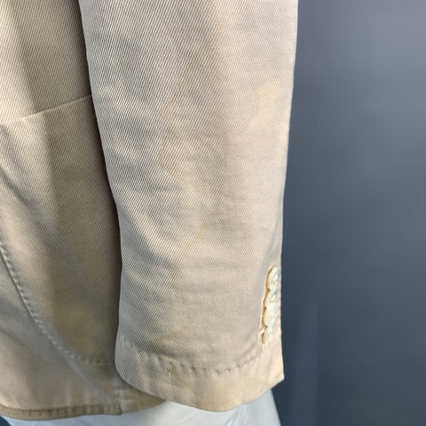 BAGLIOLI Size 42 Tan Cream Cotton Notch Lapel Jacket
